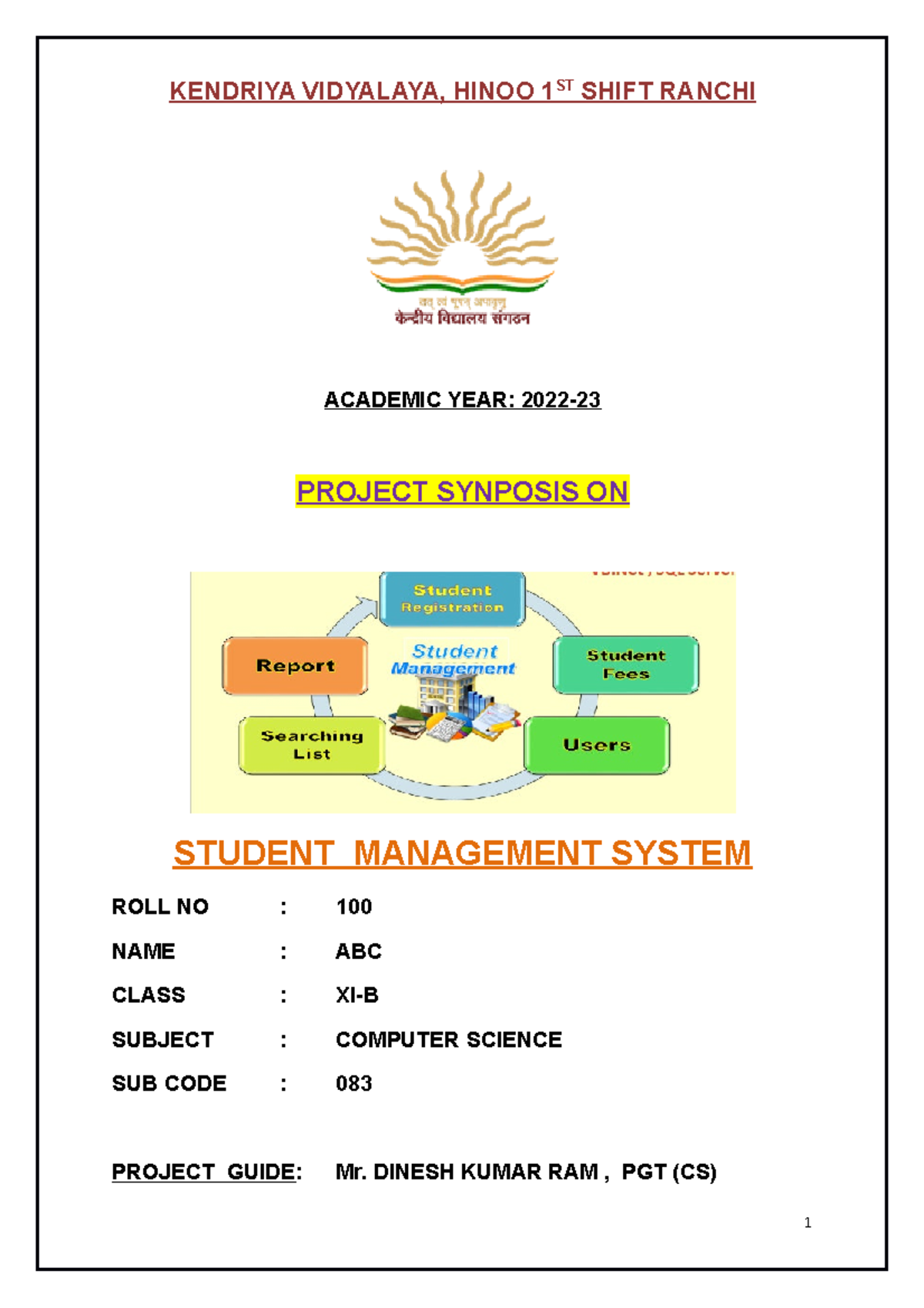 Dinesh synopsis - This project is a sample of how ms word and python ...