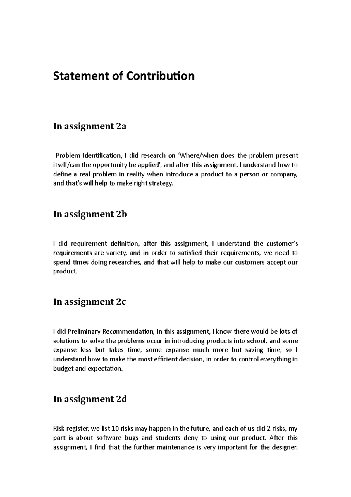 assignment declaration statement