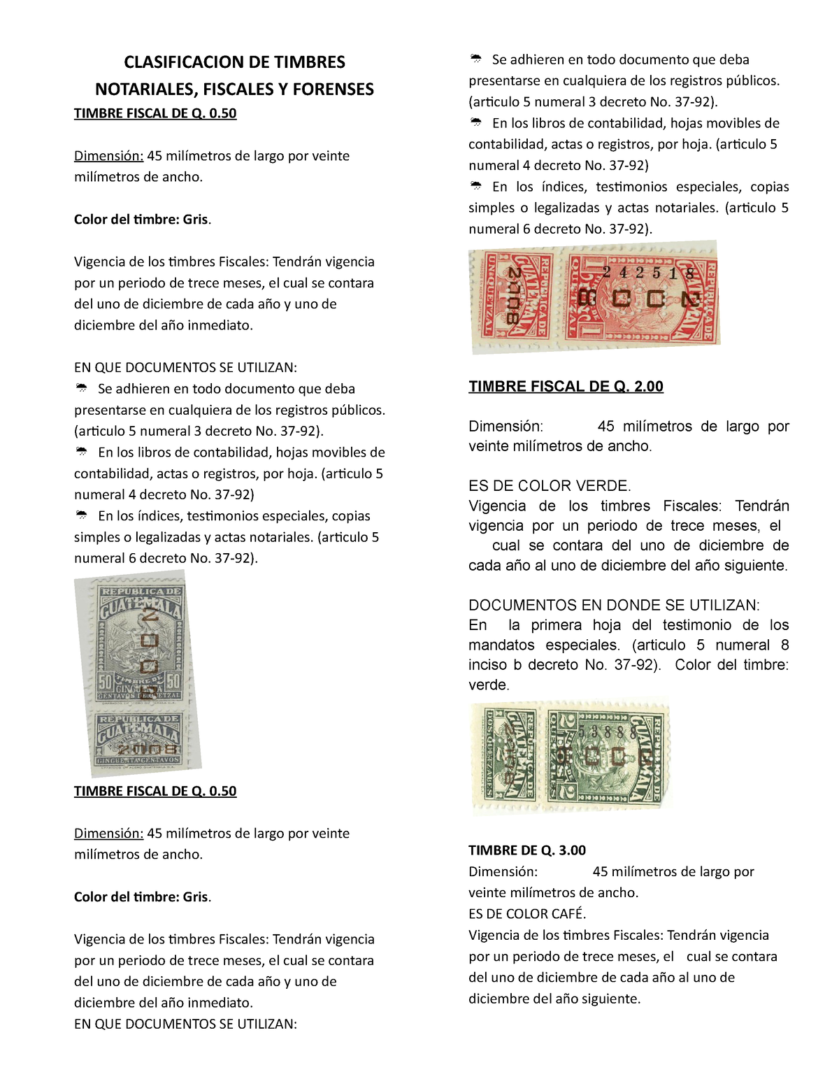 Clasificación timbres fiscales, forenses y notariales CLASIFICACION