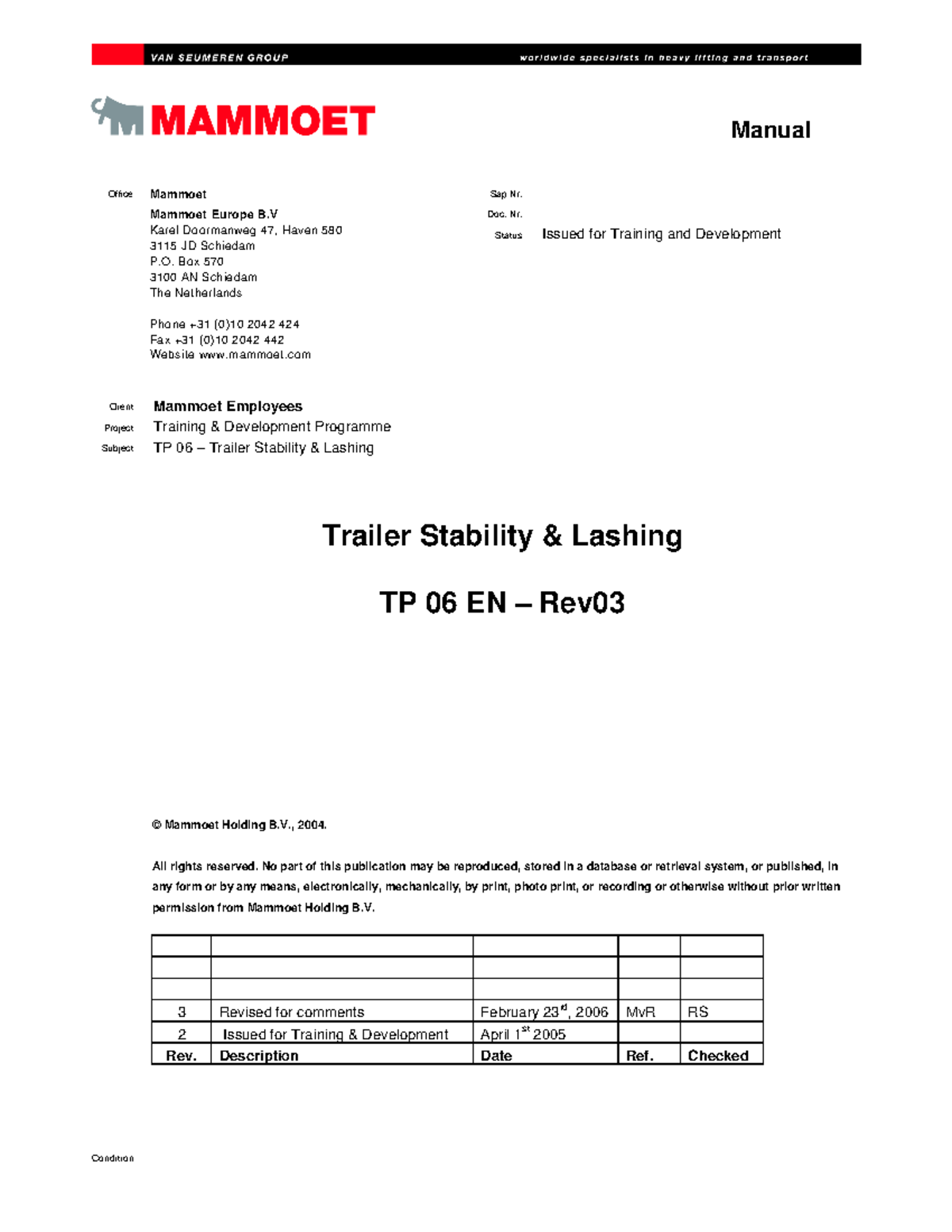 394358914 TP Mammoet Trailers Stability Lashing Rev03 2 - Sap Nr. Doc ...