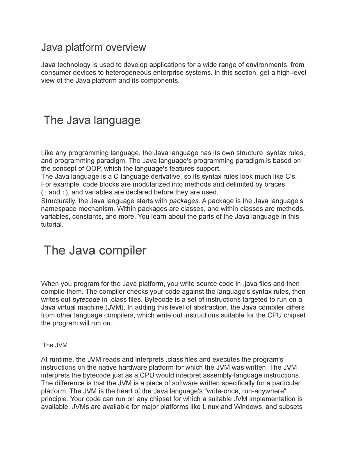 Notes On Java - Grade: 6 B - Java Platform Overview Java Technology Is ...