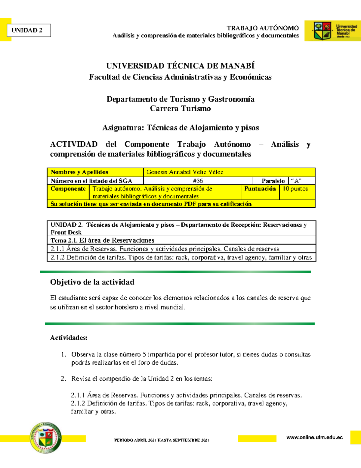 Unidad 2 Actividad 1 DEL Componente Autónomo Unidad 2 Técnicas DE ...