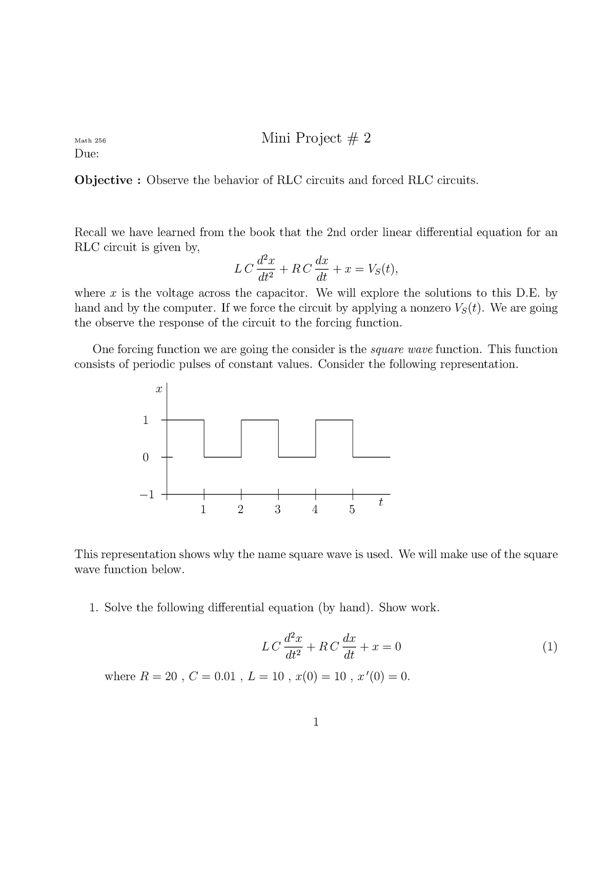 Mini Project 2 Differential Equations Studocu