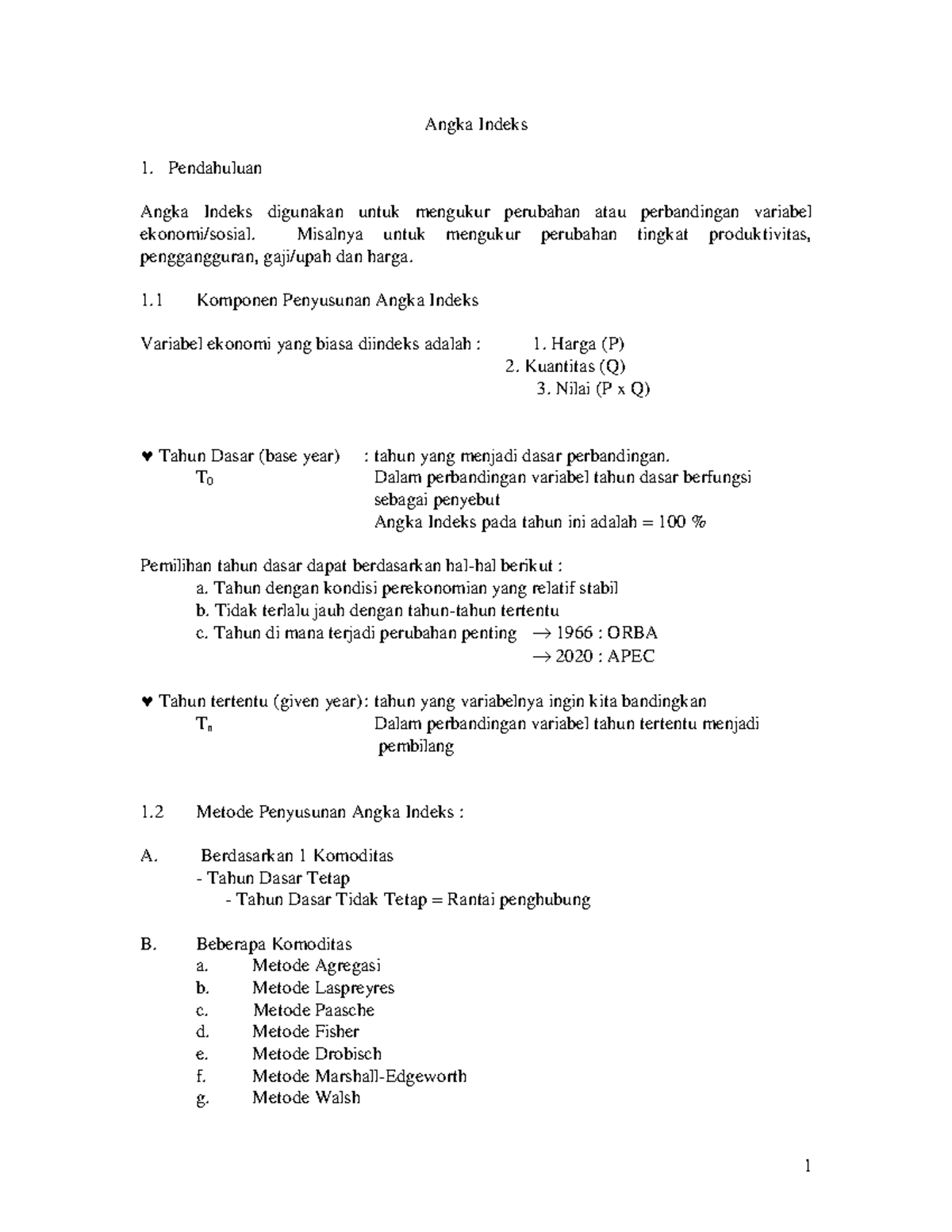 09Angka Indeks Statistika 1 Angka Indeks Pendahuluan Angka Indeks