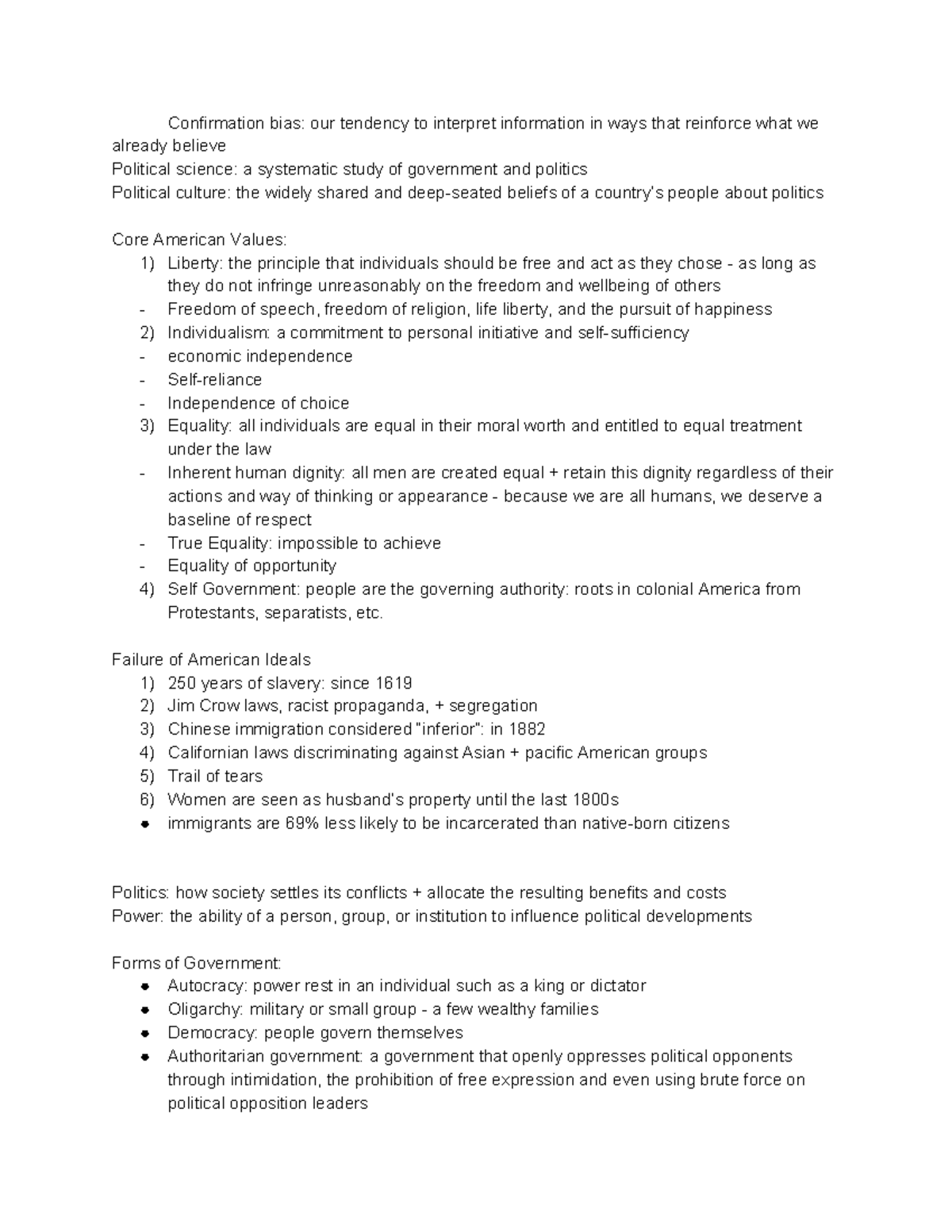 Polisci chapter 1 notes - Confirmation bias: our tendency to interpret ...