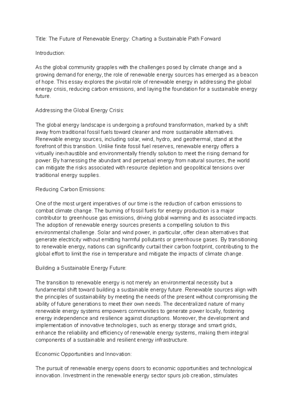 The Future of Renewable Energy Charting a Sustainable Path Forward ...