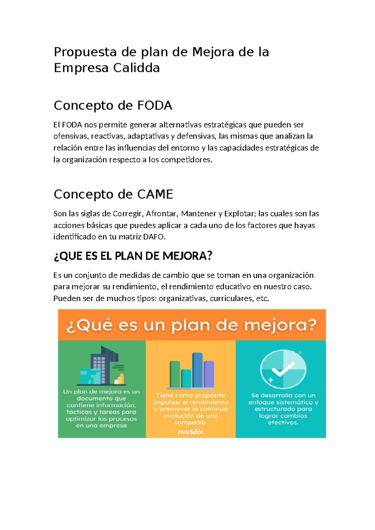 Foda - Propuesta de plan de Mejora de la Empresa Calidda Concepto de ...