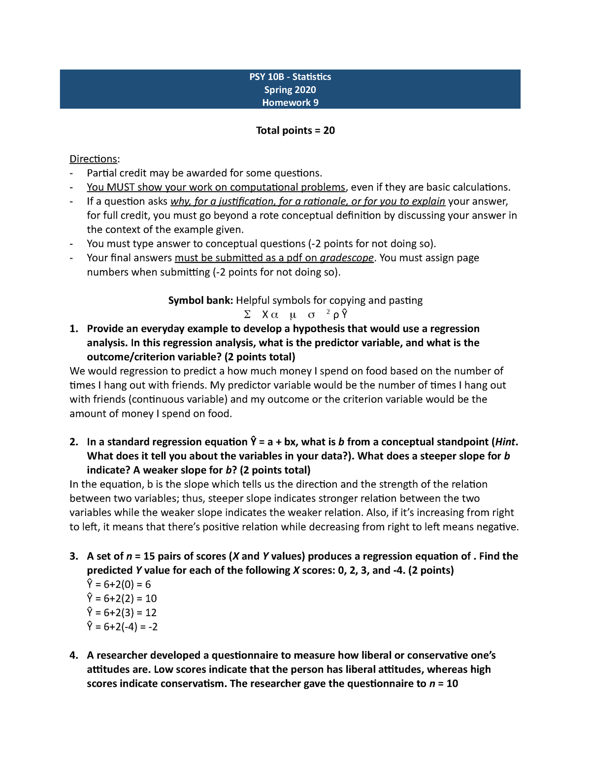 PSY10B S20 HW9 - PSY 10B Research Method - PSY 10B - Statistics Spring ...