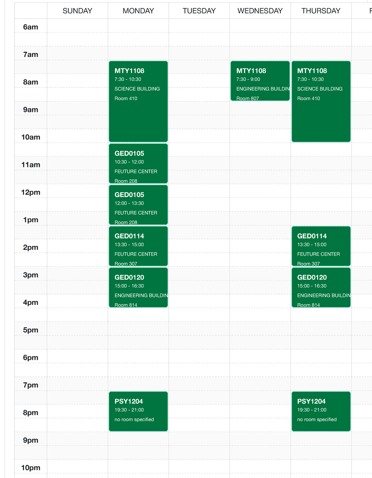 FEU Student Central - Ijij - SUNDAY MONDAY TUESDAY WEDNESDAY THURSDAY F ...
