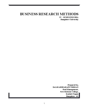 IV BBA BRM 1 - brm notes - BUSINESS RESEARCH METHODS IV - SEMESTER BBA ...