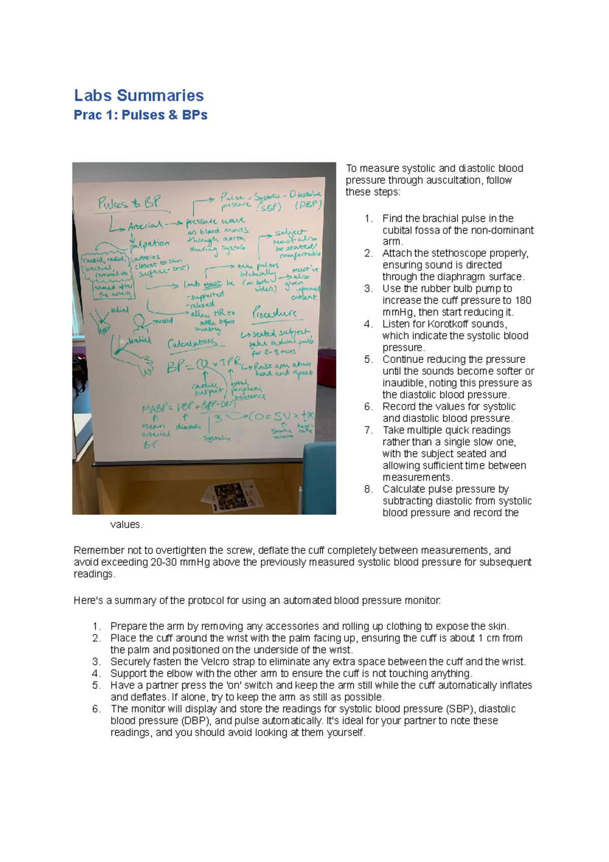 Labs Summaries - Summary of haematology and BP labs - BIOL10402 ...