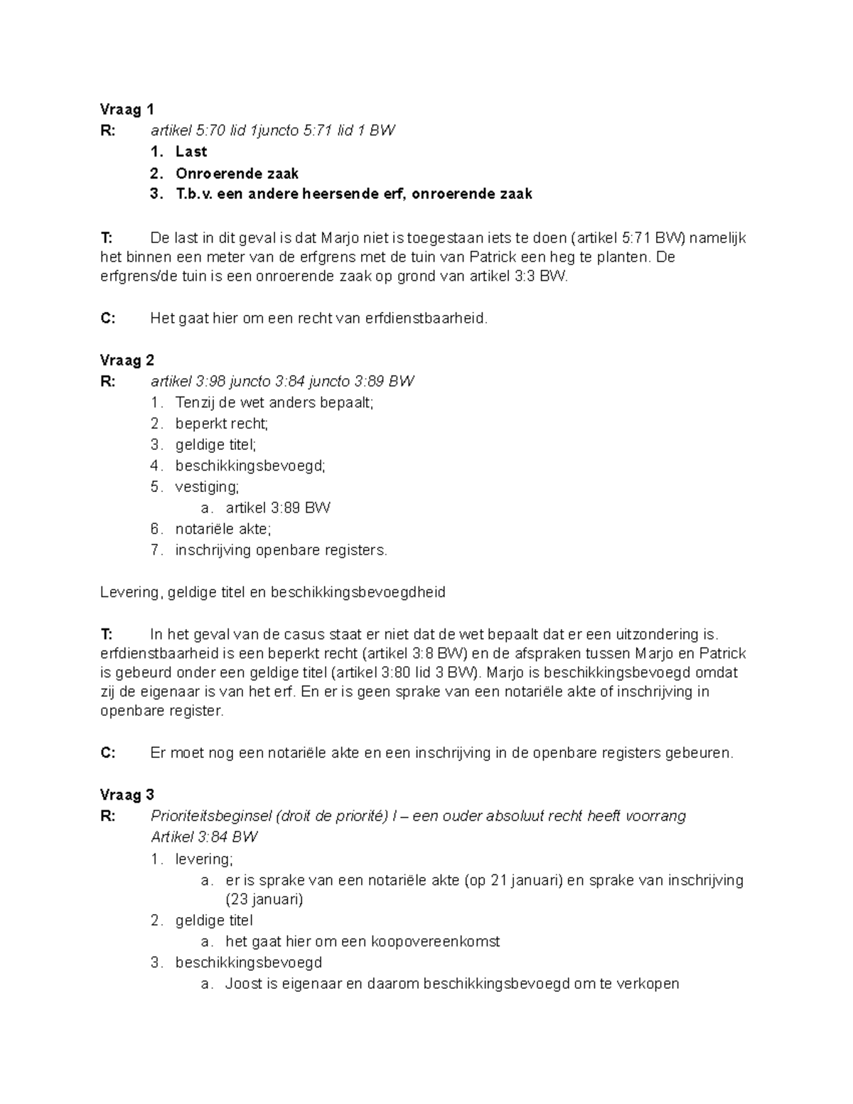 Huiswerk Casus Vraag 1 R Artikel 5 70 Lid 1juncto 5 71 Lid 1 Bw 1