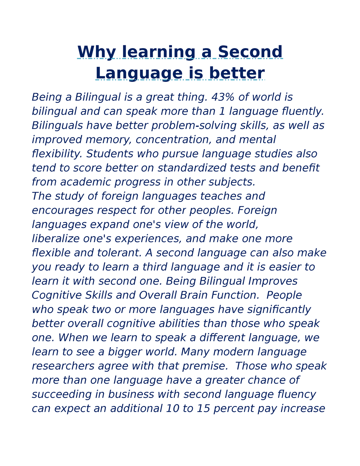 literature review on the impact of second language learning