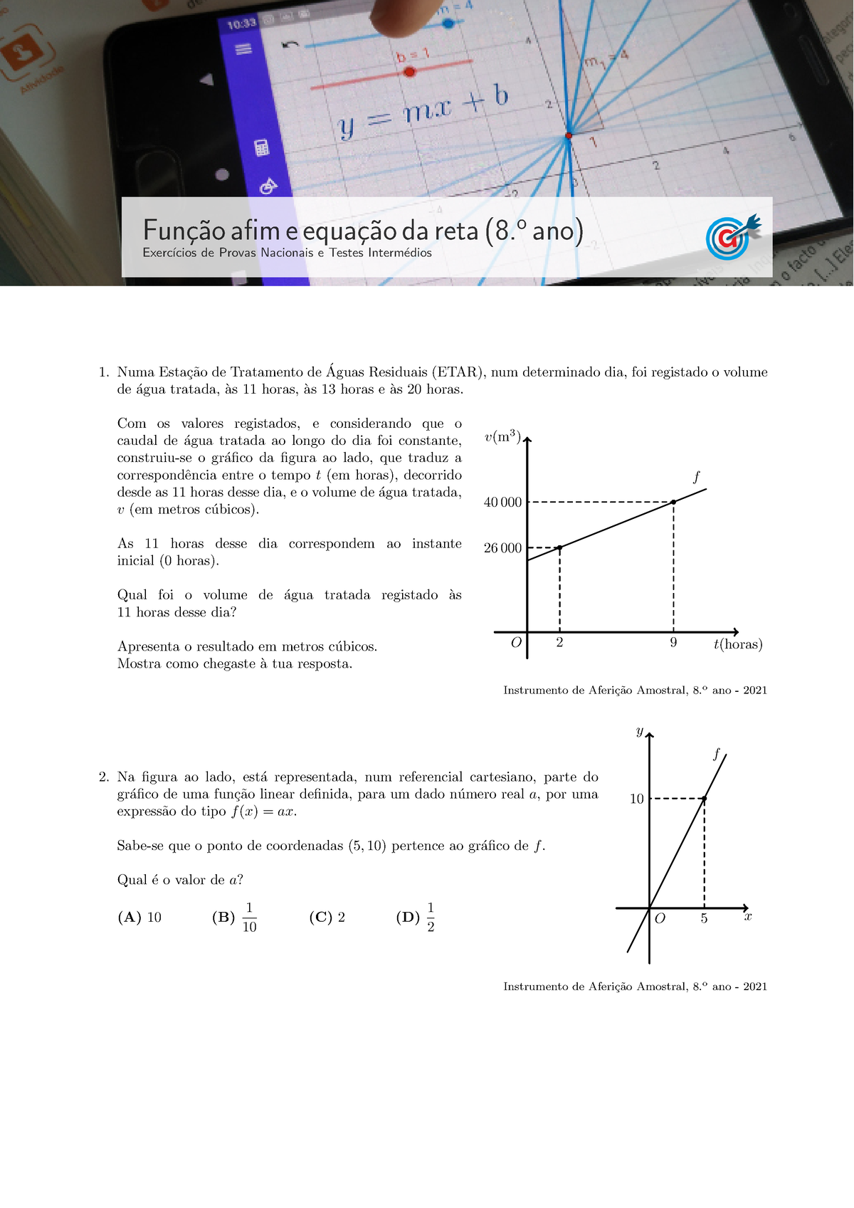 Func Afim Eq Reta - Equações - Fun ̧c ̃ao Afim E Equa ̧c ̃ao Da Reta (8 ...