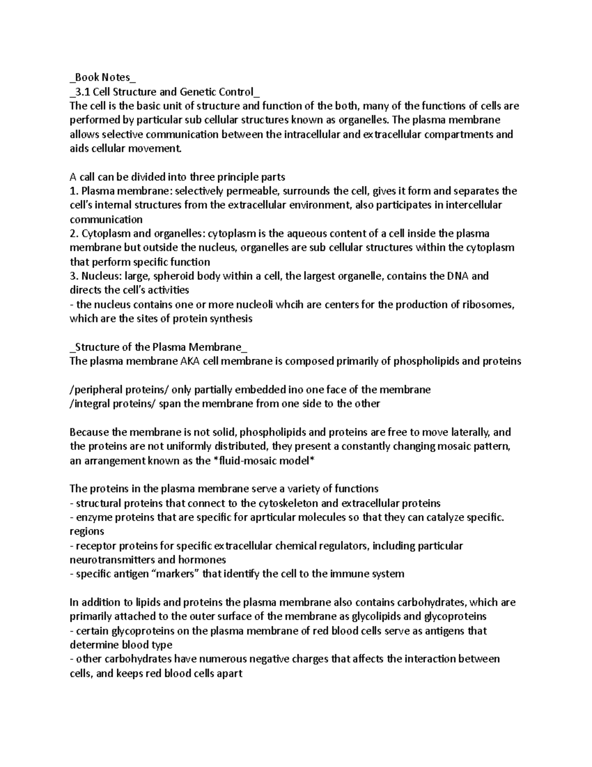 human-physiology-chapter-3-notes-book-notes-3-cell-structure-and