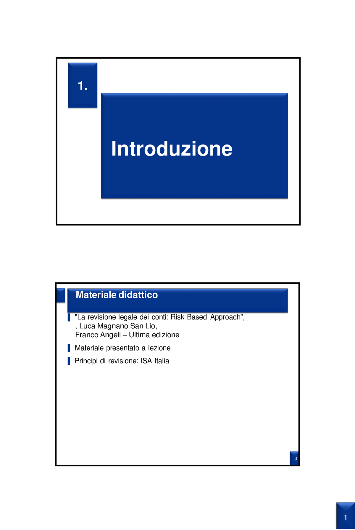 Revisio - 1. Introduzione Materiale Didattico "La Revisione Legale Dei ...