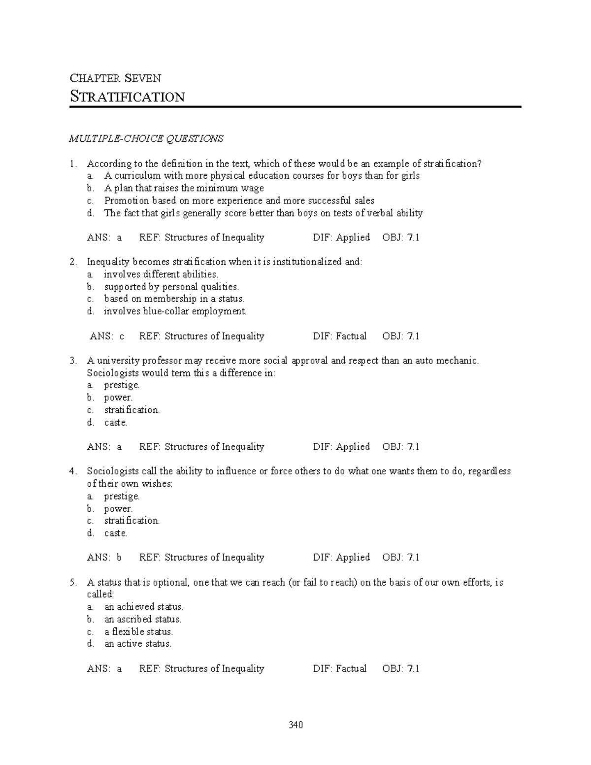 Chapter 7 - lecture notes - CHAPTER SEVEN STRATIFICATION MULTIPLE ...
