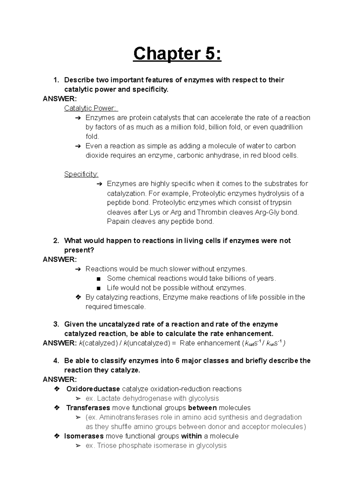 Cellmetabolism Exam 2 - Chapter 5: 1. Describe Two Important Features Of  Enzymes With Respect To - Studocu Cellmetabolism Exam 2 - Chapter 5: 1. Describe Two Important Features Of  Enzymes With Respect To - Studocu