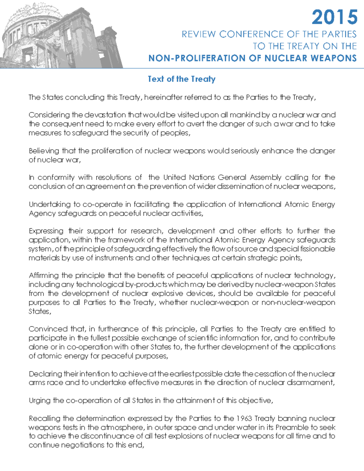 Non proliferation of nuclear weapons Article II Each nonnuclear