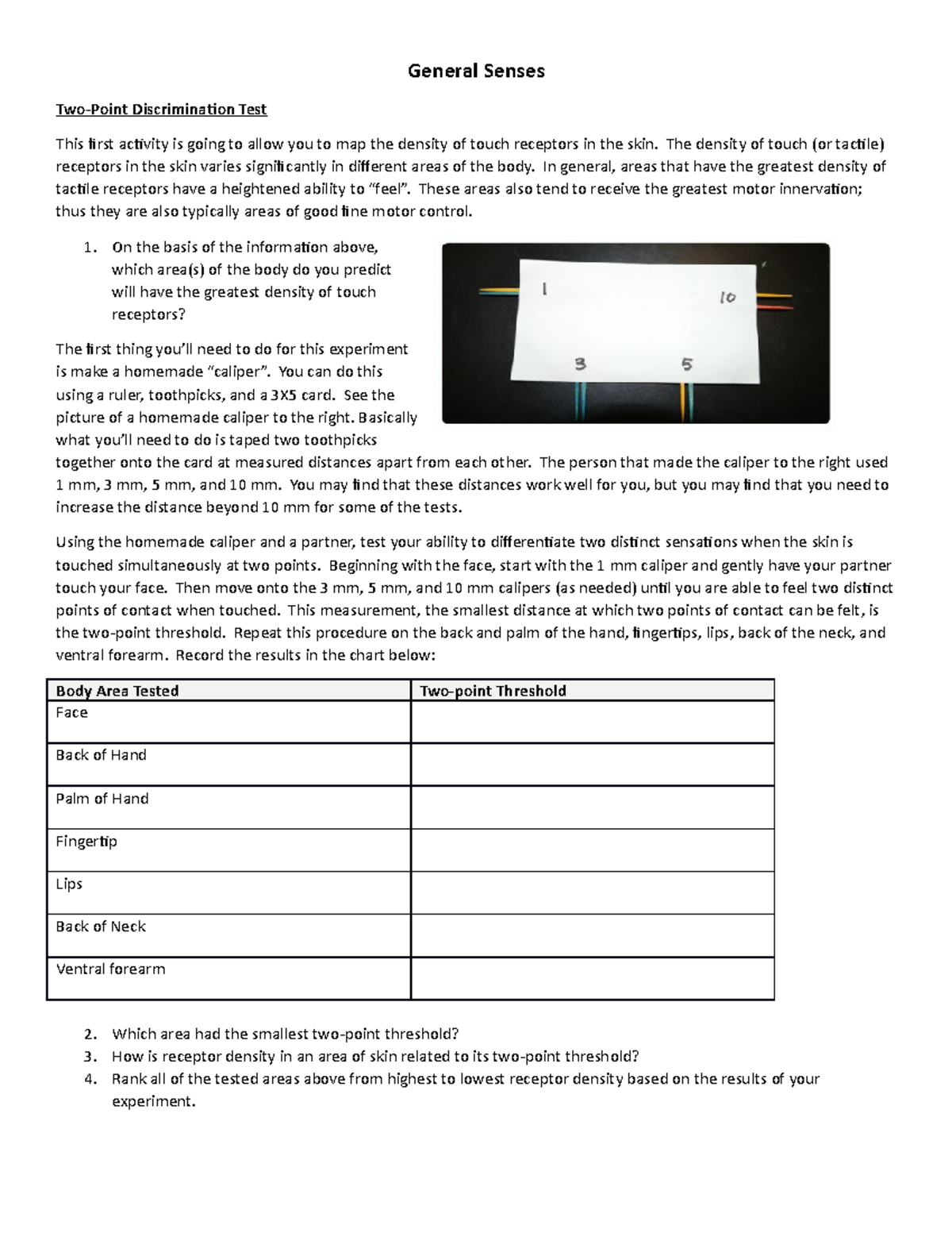 General Senses- Online - General Senses Two-Point Discrimination Test ...