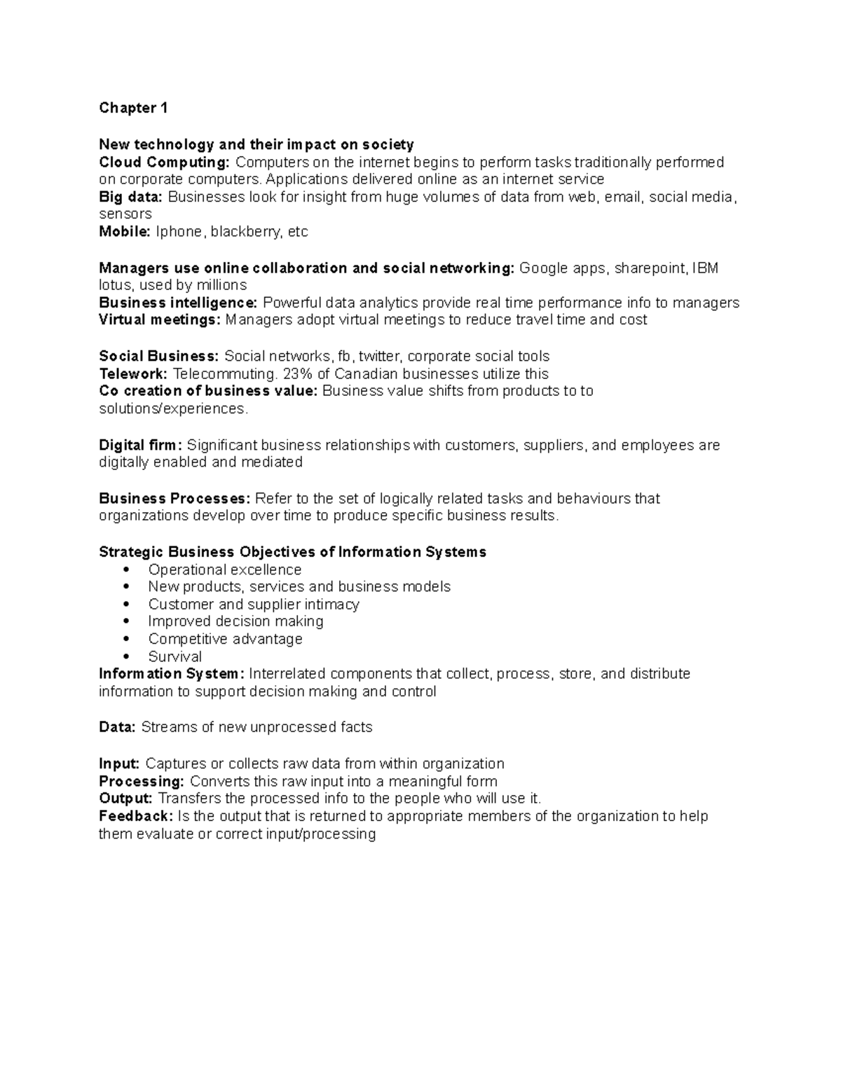 ITM102 Study Guide - Chapter 1 New technology and their impact on ...