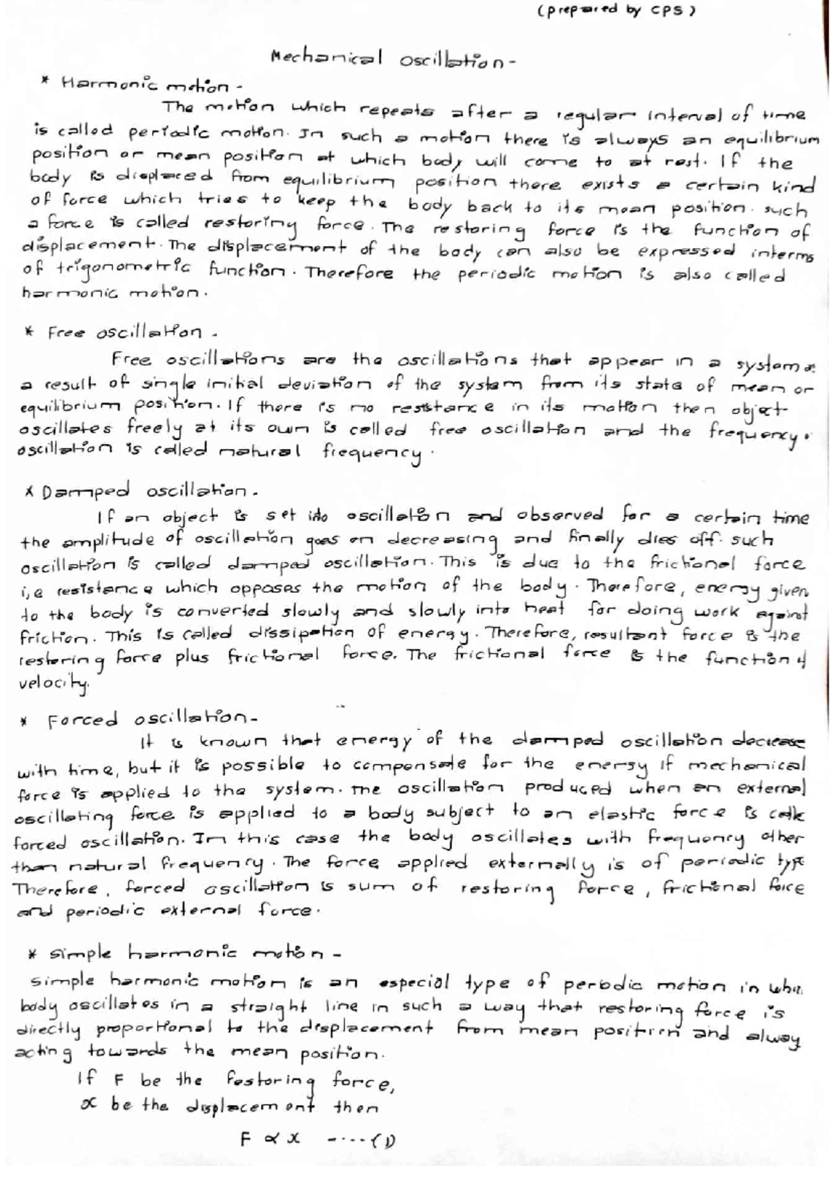 1. Mechanical Oscillation - Engineering Physics - Studocu
