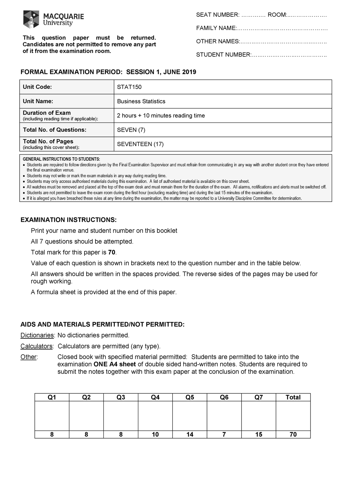 Exam 2019 - Warning: TT: Undefined Function: 32 Warning: TT: Undefined ...