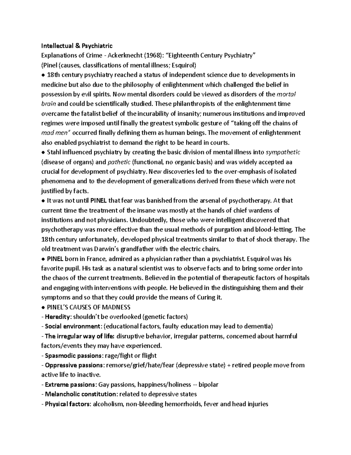 Intellectual Explanation of crime Intellectual & Psychiatric