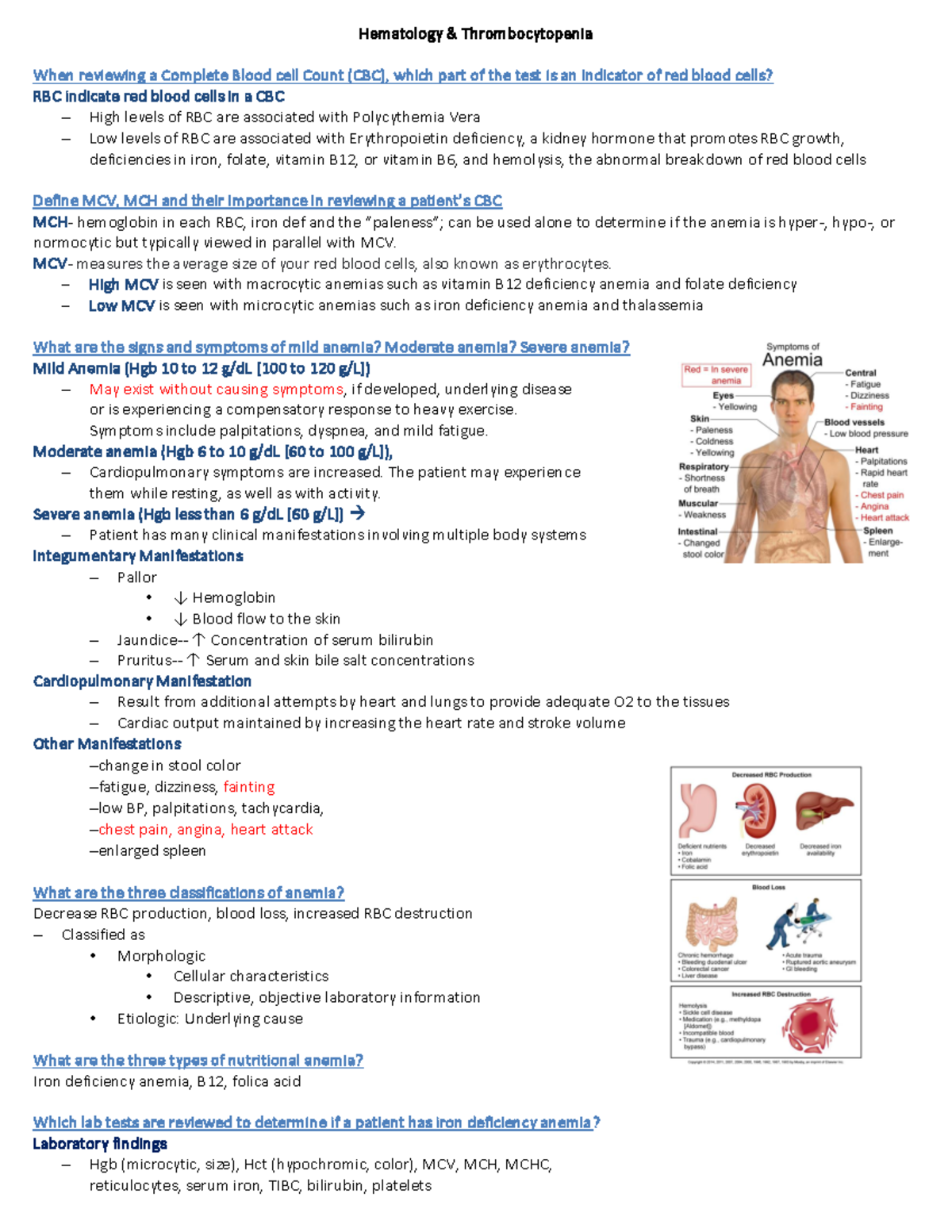 Hema Throm Qs-MM - exam 5 notes following study guide focus questions ...