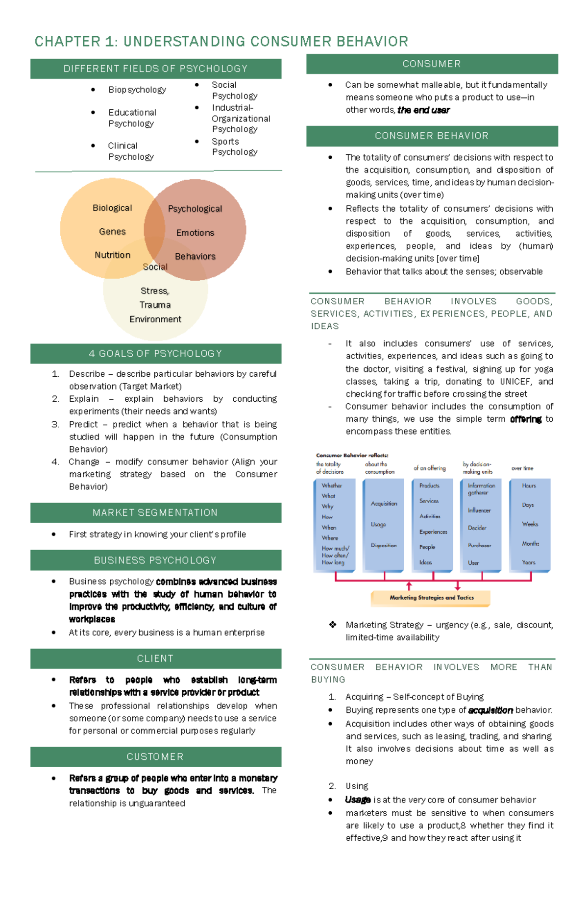 Chapter 1 - MM 576 - DIFFERENT FIELDS OF PSYCHOLOGY Biopsychology ...