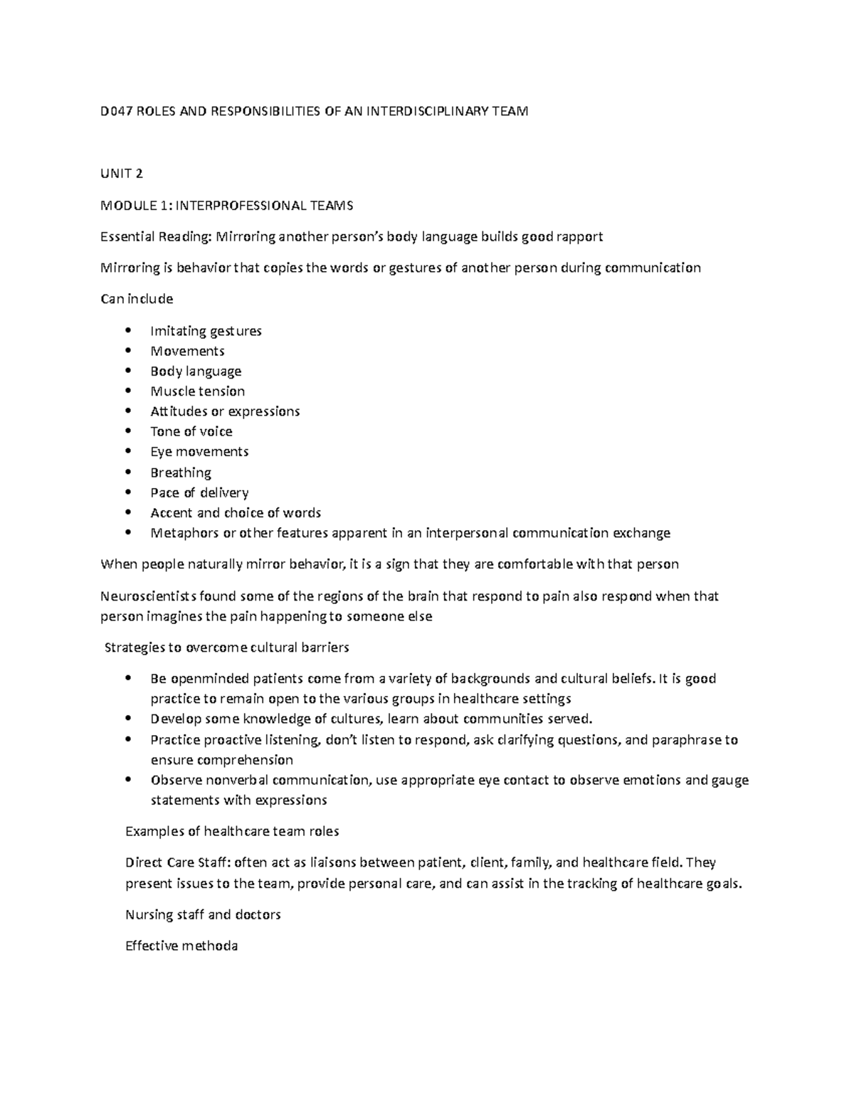 D047 Roles and Responsibilities of an Interdisciplinary Team - D047 ...
