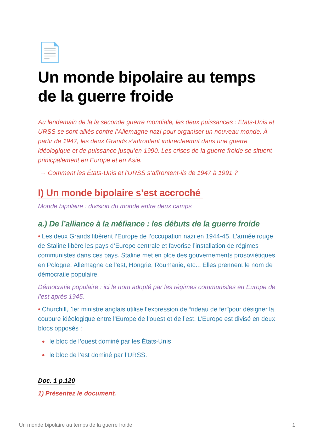 guerre froide un monde bipolaire dissertation