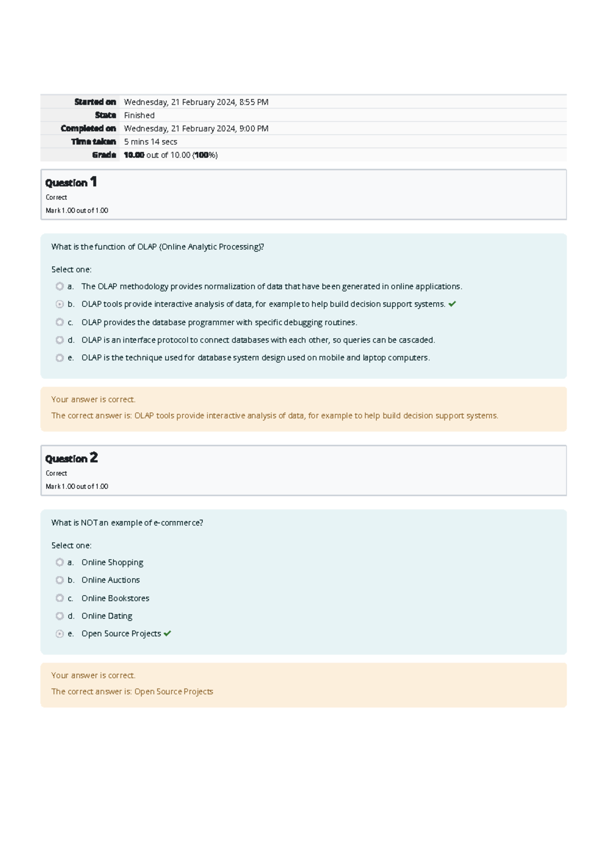 Self-Quiz Unit 3 Attempt review Home - Wednesday, 21 February 2024, 8: ...