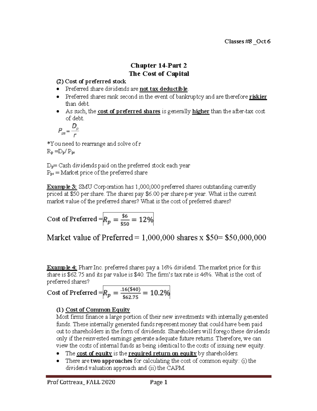Class #8 Ch 14 Notes Part 2 with solutions - Classes #8 _Oct 6 Chapter ...