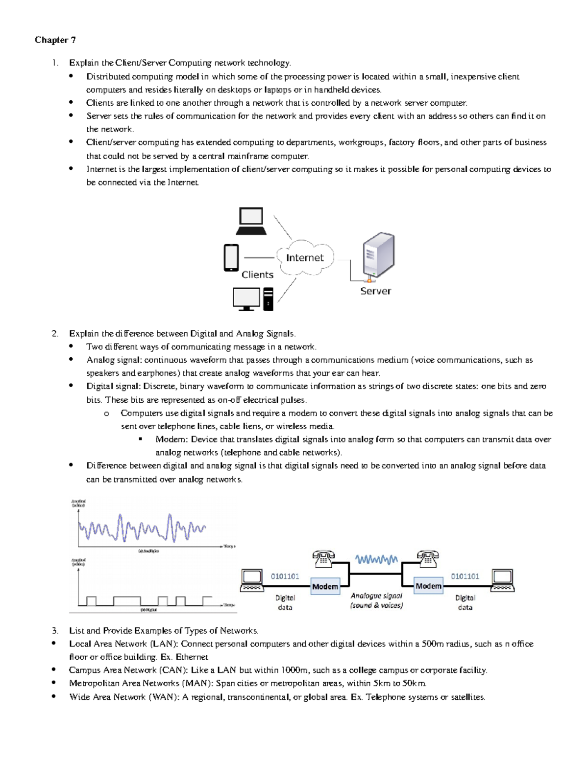 Study Guide Answers - Chapter 7 1. Explain the Client/Server Computing ...