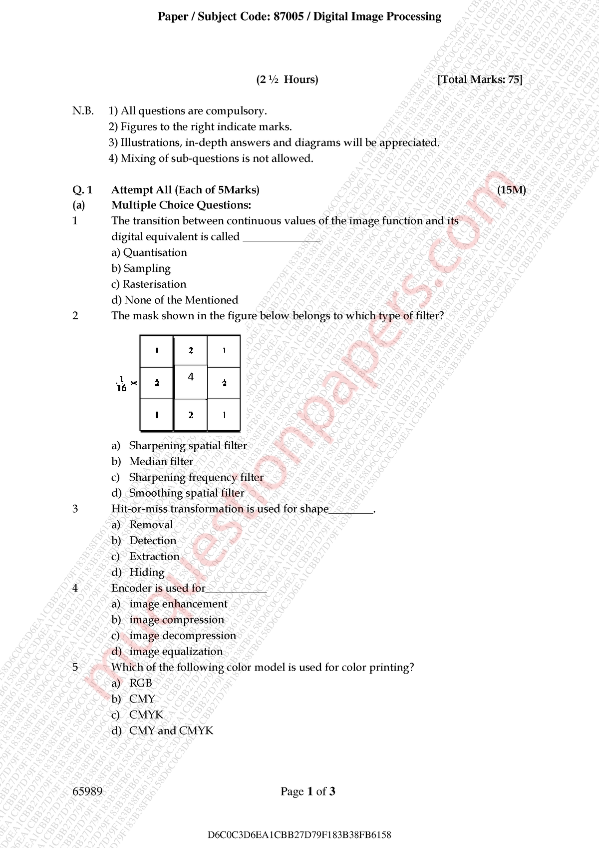 Tybsc-CS SEM6 DIP APR19 - 65989 Page 1 Of 3 (2 ½ Hours) [Total Marks ...