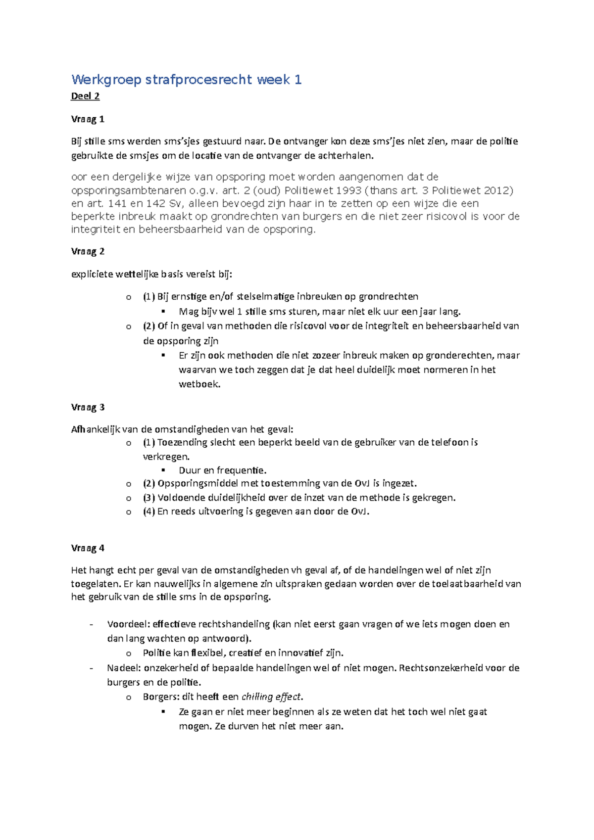 Werkgroep Strafprocesrecht Week 2 - Studeersnel