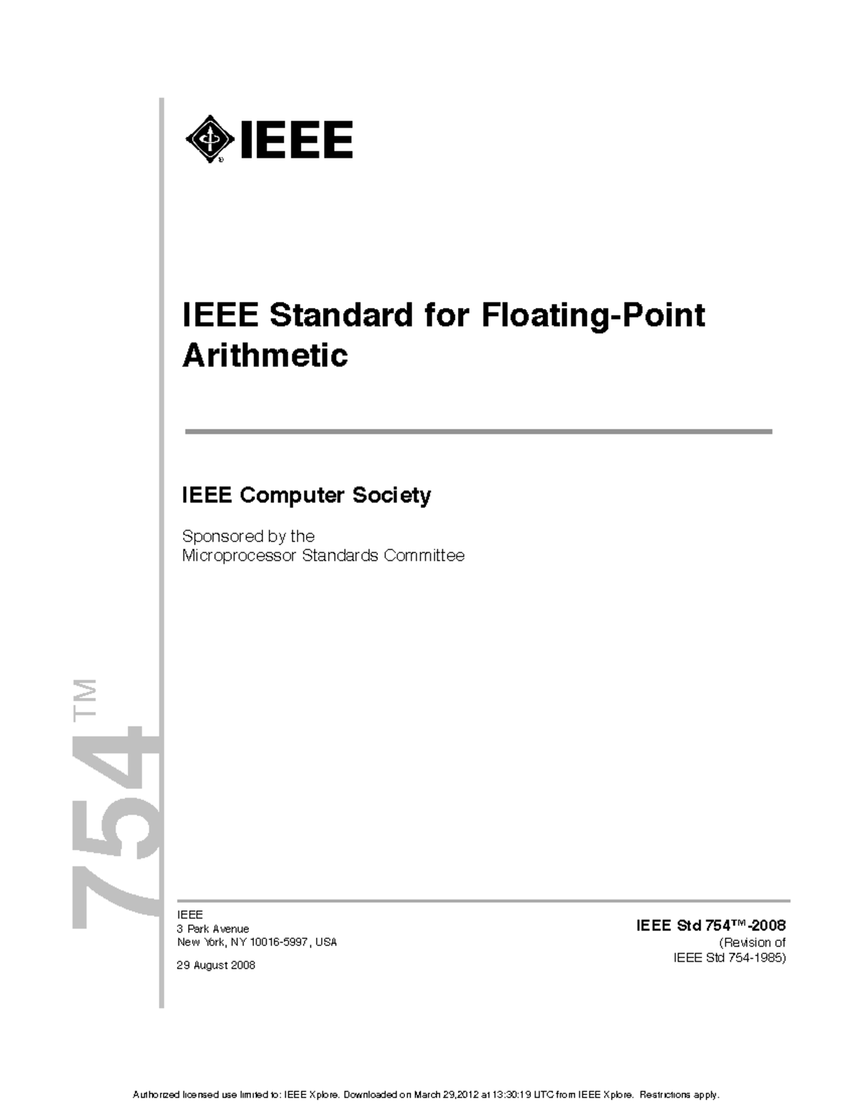 Ieee-754-2008 - IEEE Std 754™- (Revision of IEEE Std 754-1985) IEEE ...