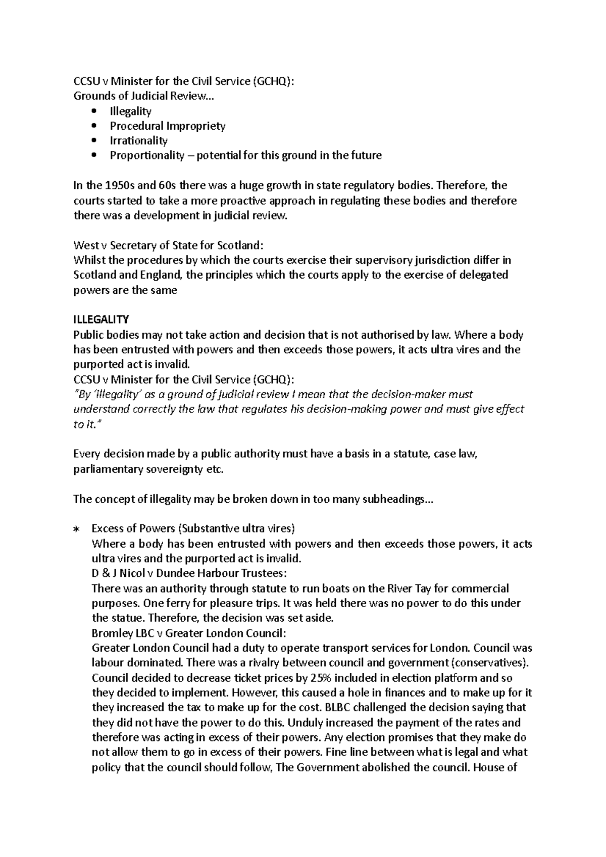 Week 2 Lecture notes 2 CCSU v Minister for the Civil Service (GCHQ