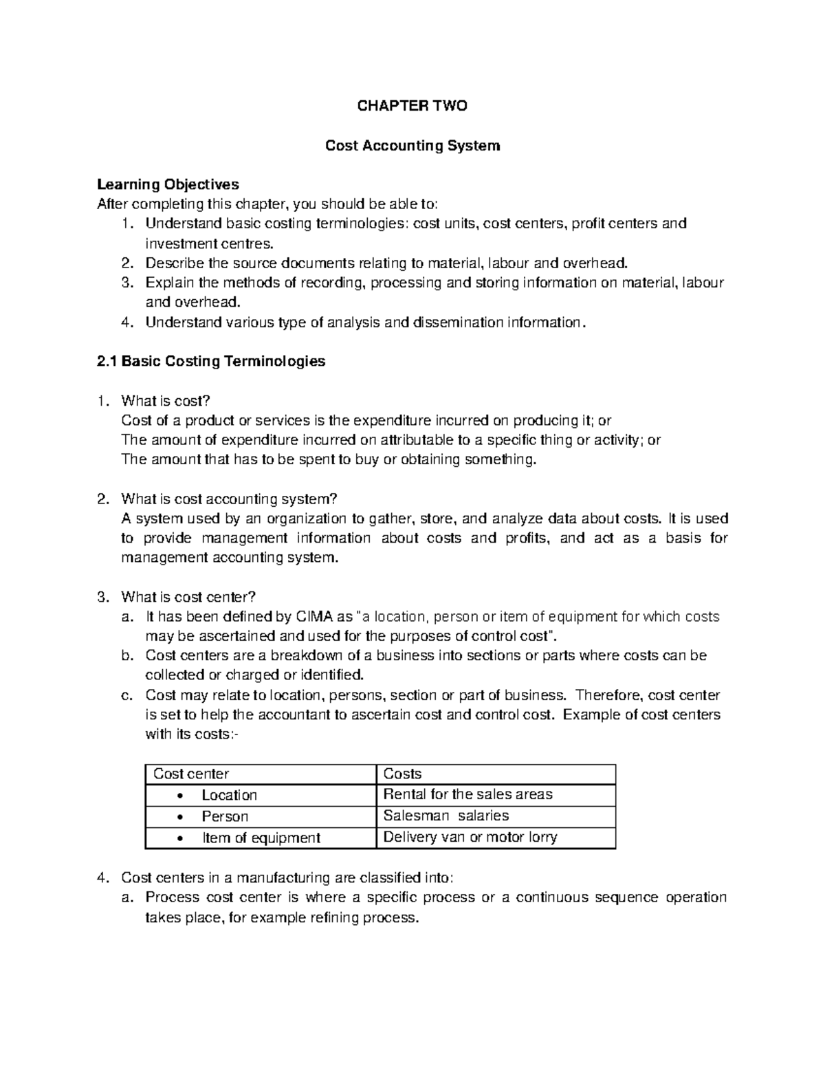 Chapter 2 Cost Accounting System GBGB - Calculus For Engineers - UiTM ...