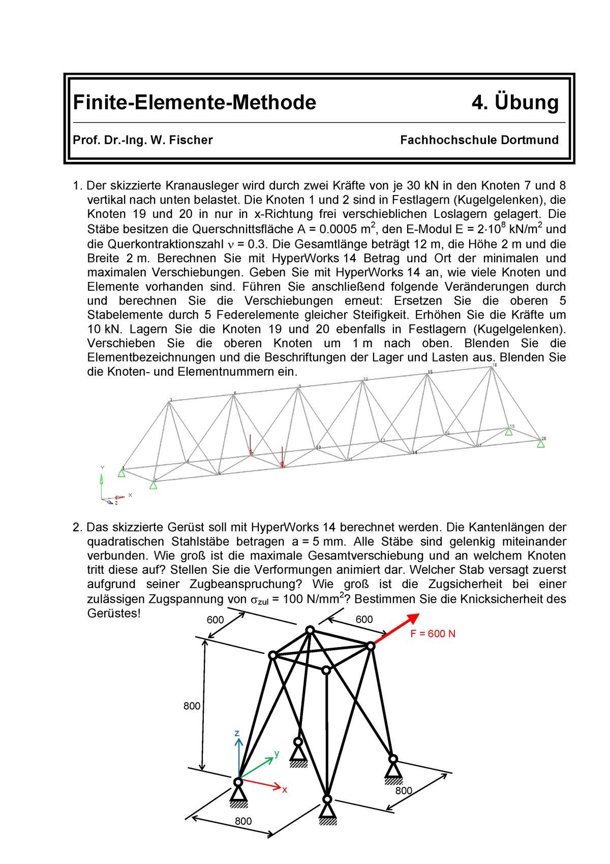 Finite Element 14 - Finite-Elemente-Methode 4. Übung - Studocu