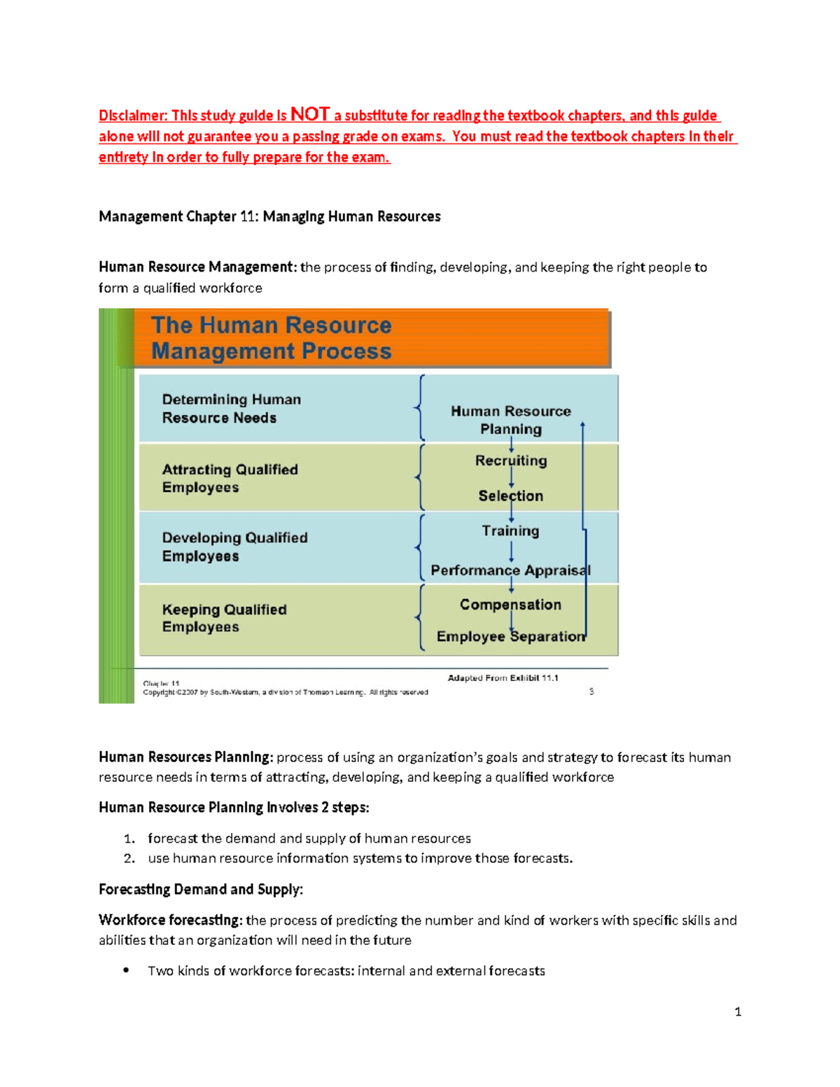 Chapter 11 Study Guide - Disclaimer: This study guide is NOT a ...