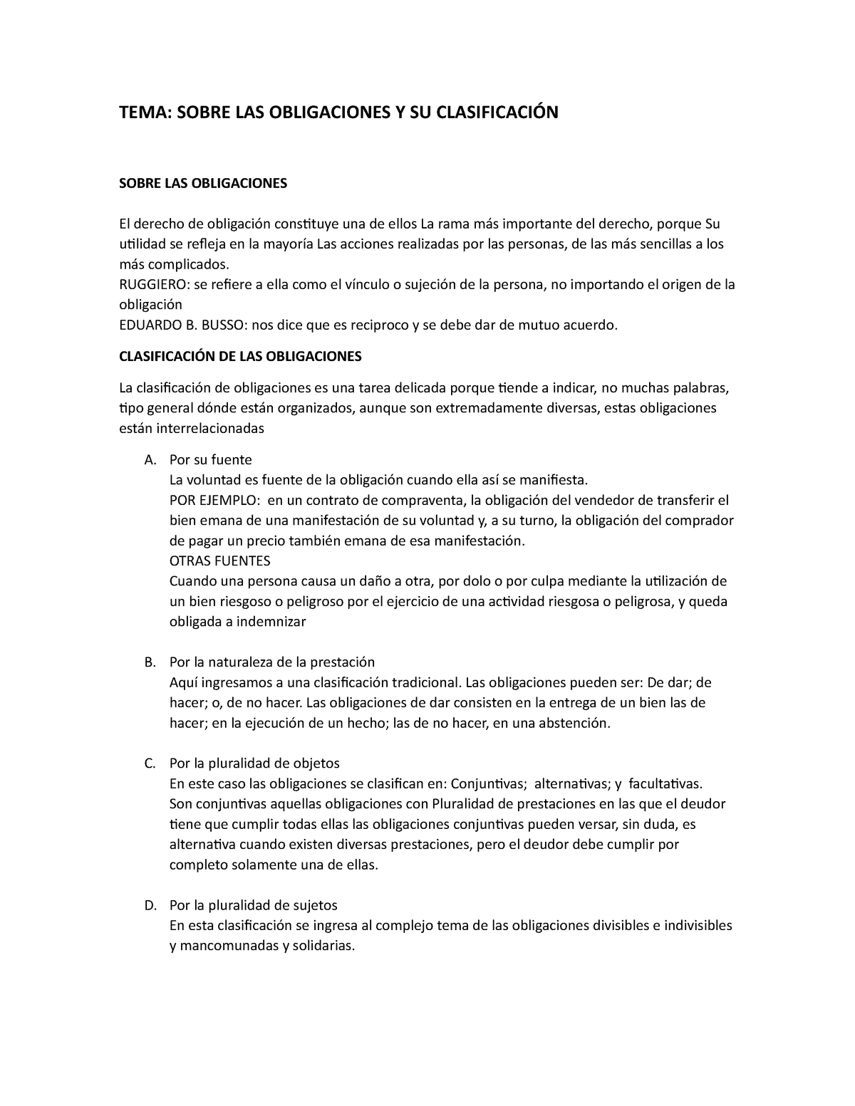 Tema Apuntes 1 Tema Sobre Las Obligaciones Y Su ClasificaciÓn Sobre Las Obligaciones El 1780