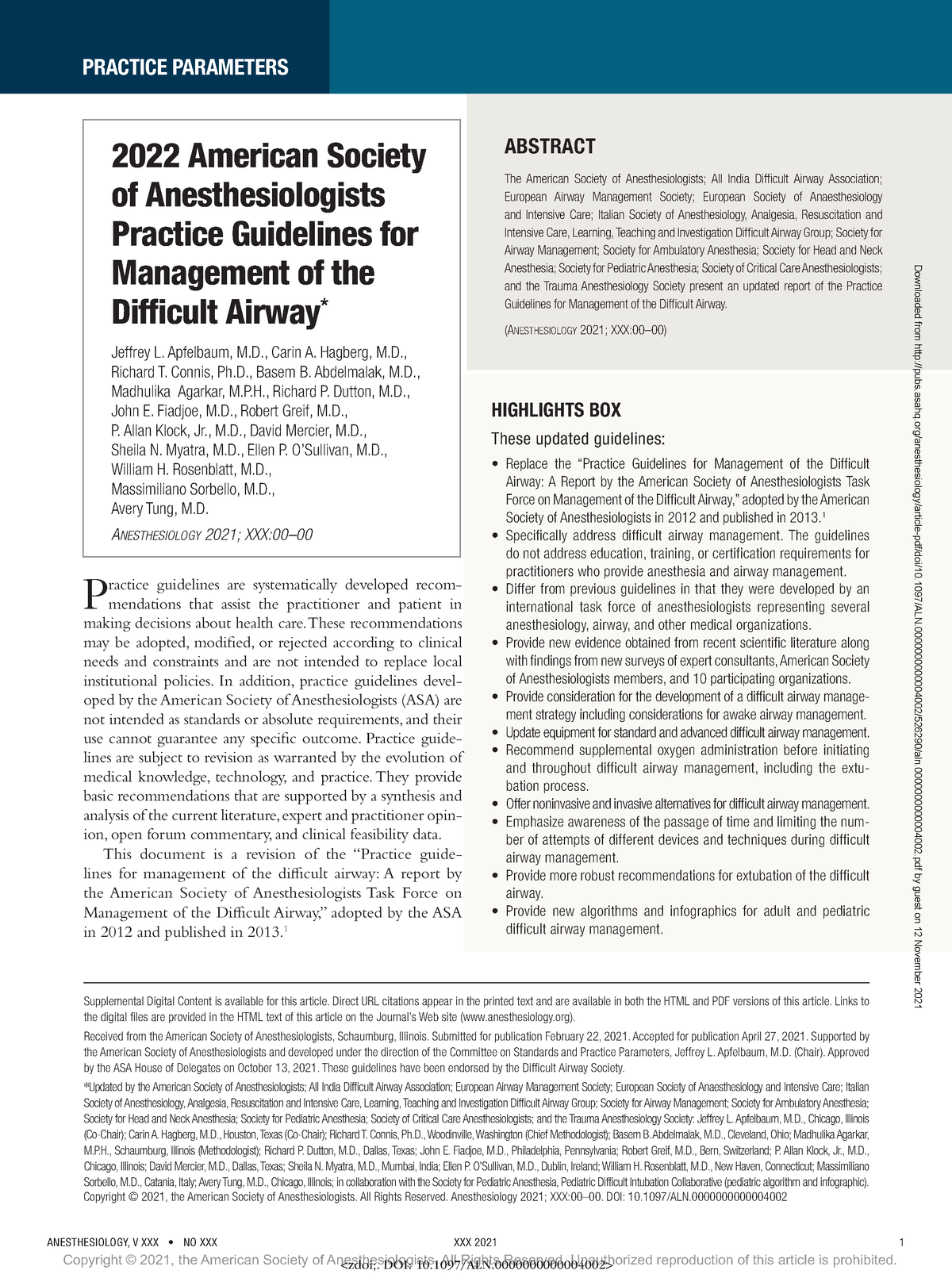 2022 American Society Of Anesthesiologists Practice Guidelines Pdf 1   Thumb 1200 1606 