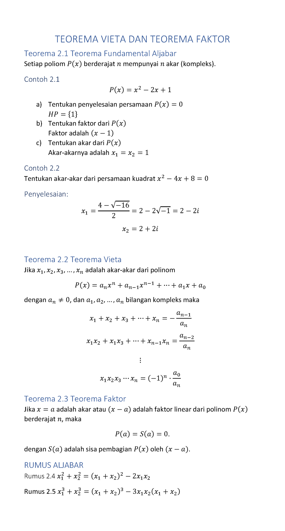 Teorema Faktor DAN Teorema Vieta - TEOREMA VIETA DAN TEOREMA FAKTOR ...