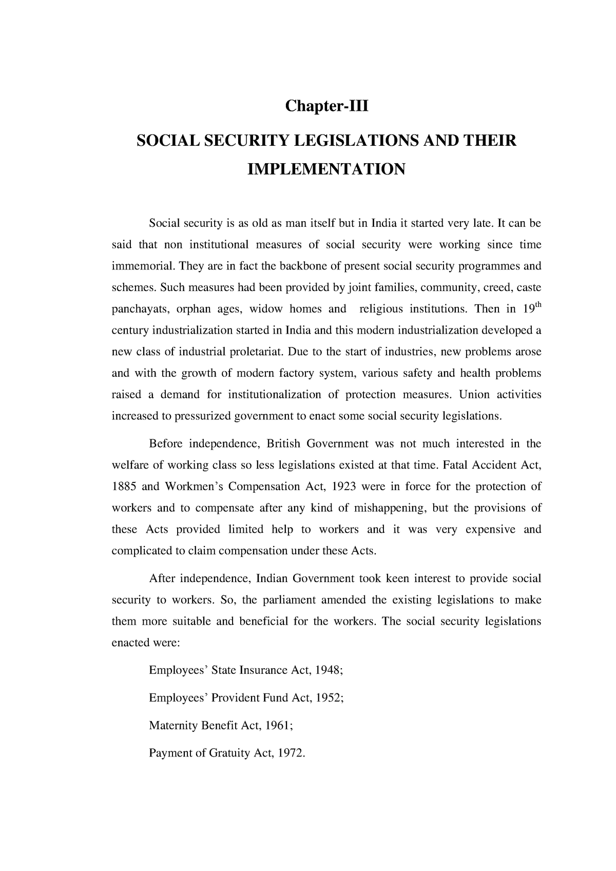 11 chapter 3 SOCIAL SECURITY LEGISLATIONS AND THEIR IMPLEMENTATION