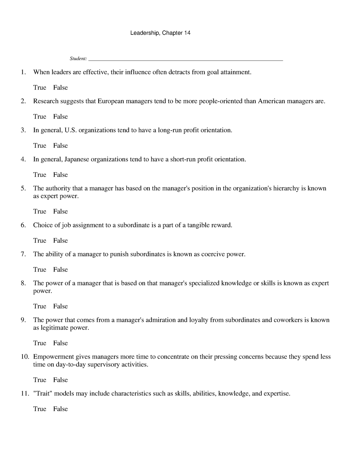 Chapter 14 Test Bank - Ch Student: - Studocu