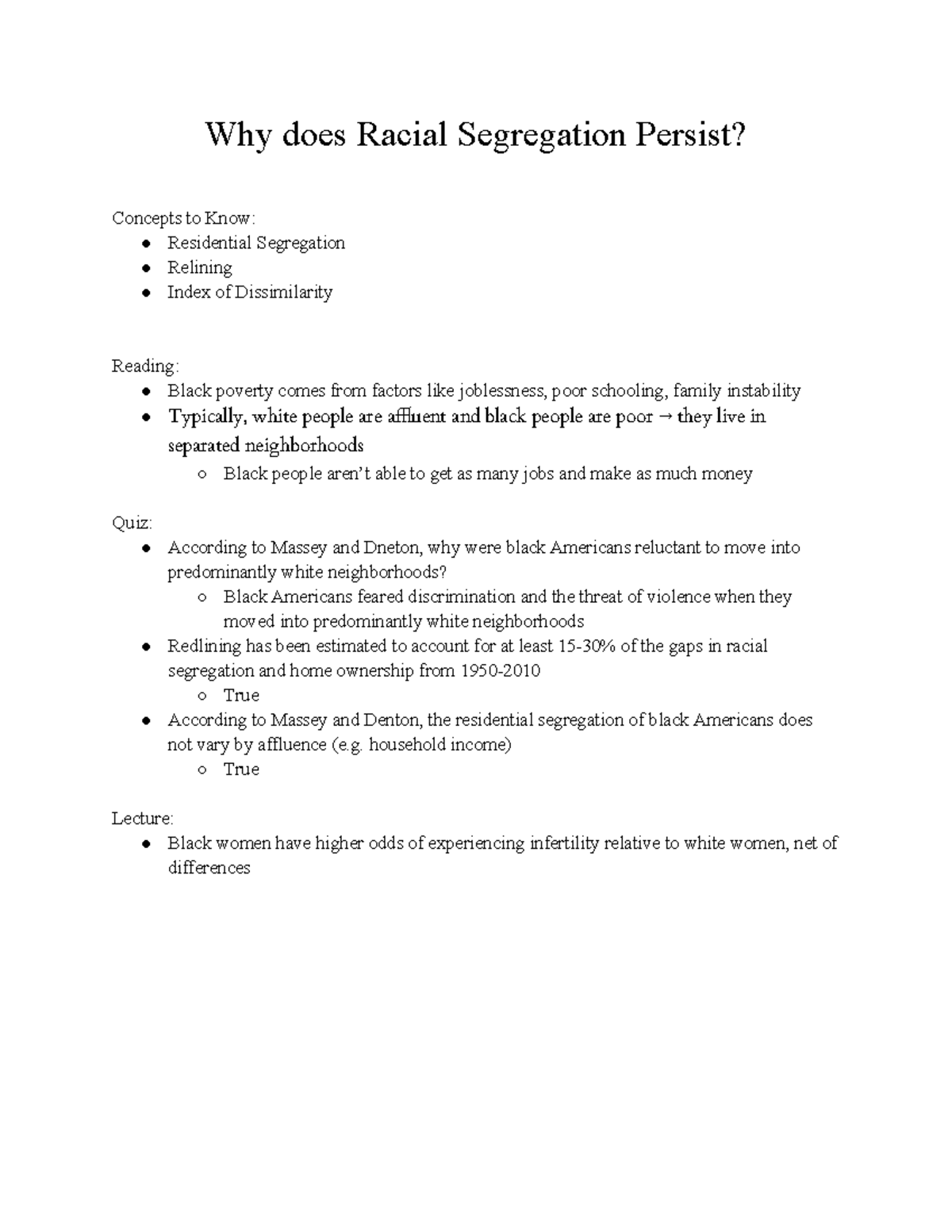 Lecture 17 Why does Resistential Segregation Persist - Why does Racial ...