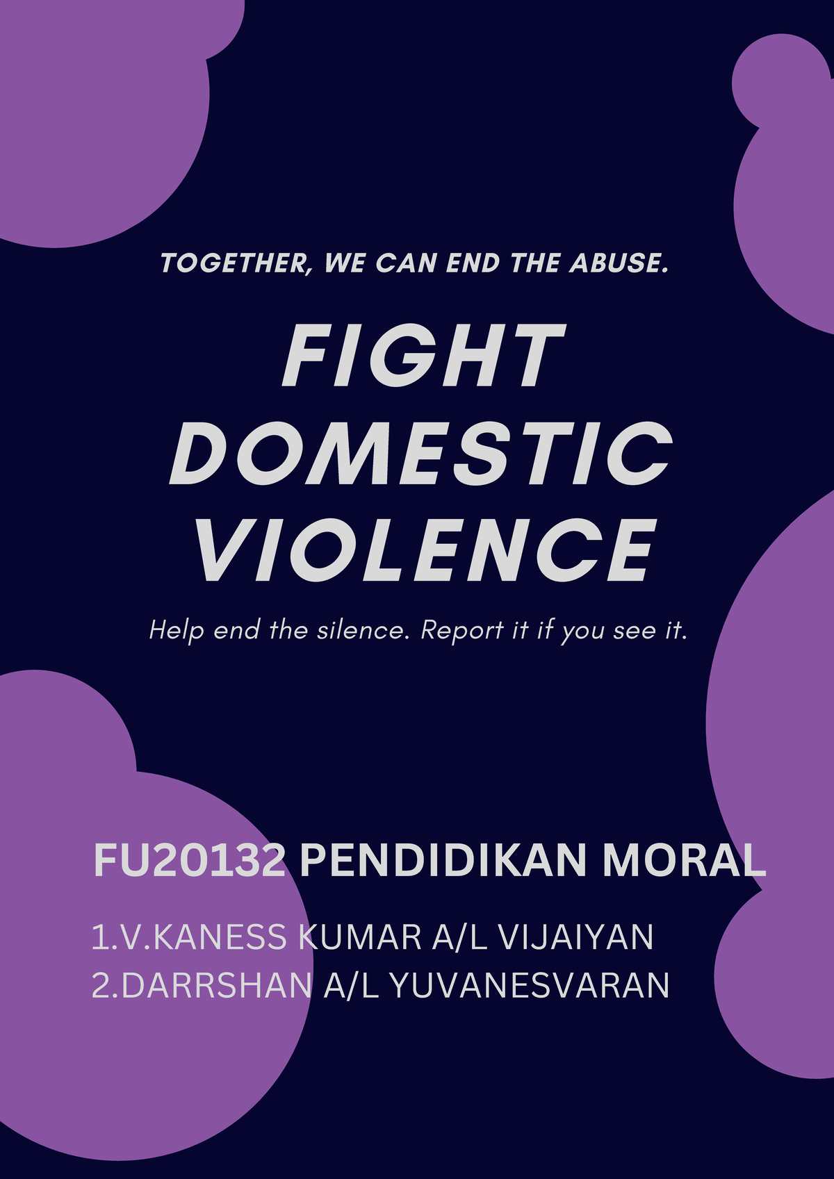 Violet Circles Domestic Violence Awareness Poster - TOGETHER, WE CAN ...
