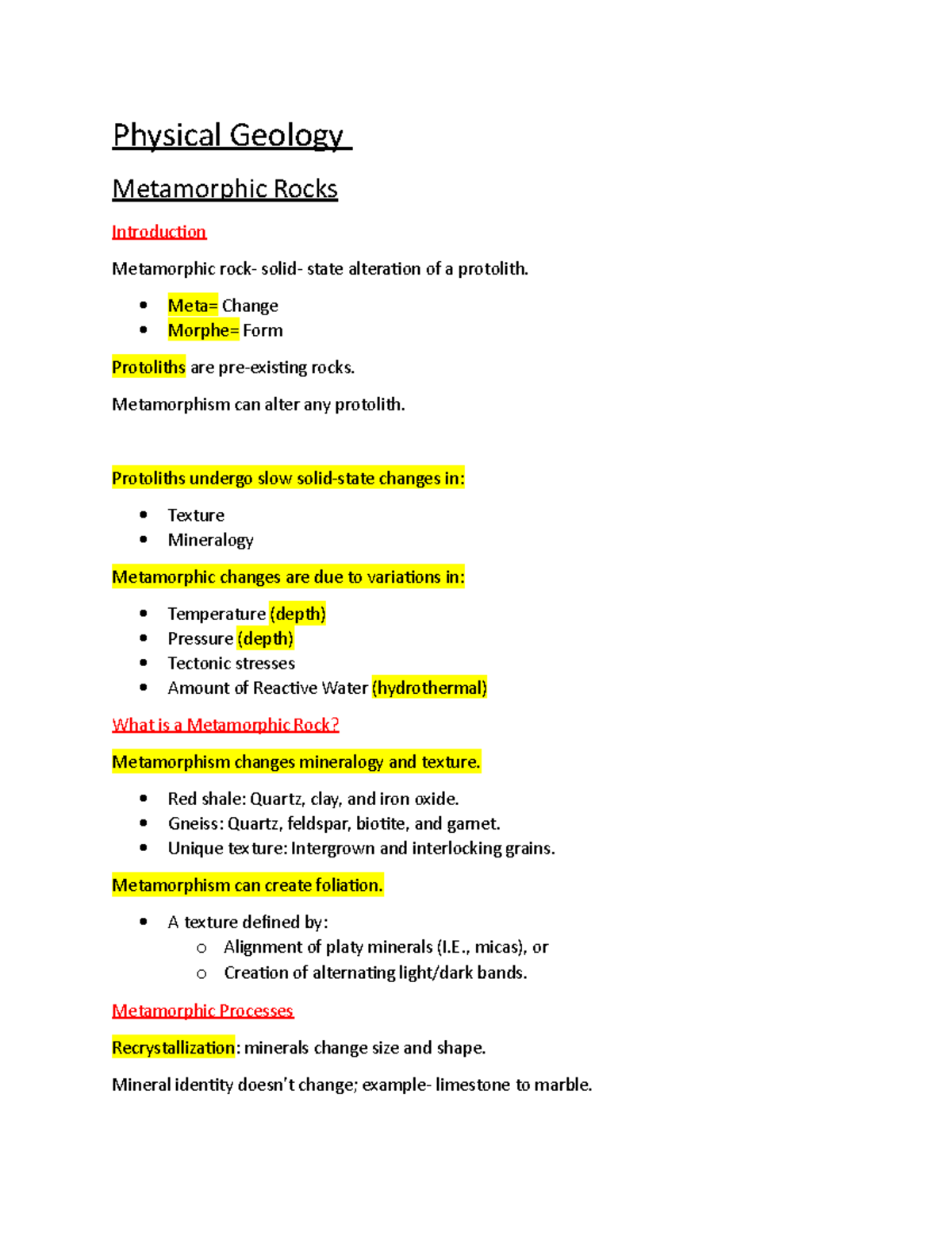 Metamorphic Rocks - physical geology - Physical Geology Metamorphic ...